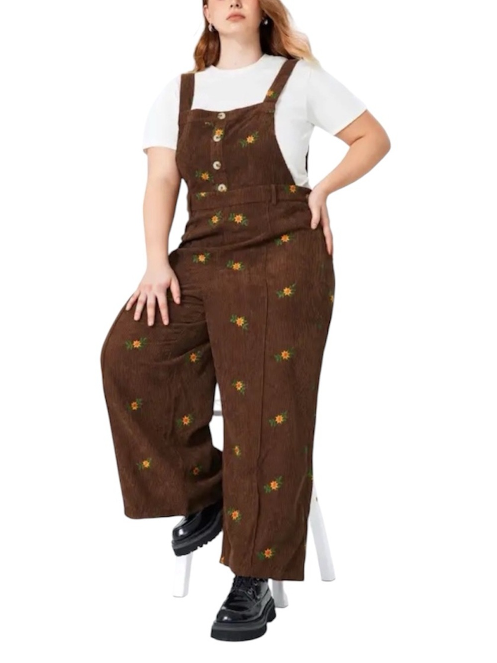 NWT Cider Floral Embroidery Corduroy Overalls